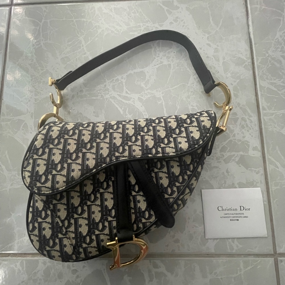 Dior blue saddle bag oblique jacquard